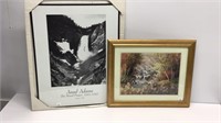Two wall decor prints of waterfalls. These