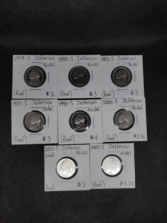 Lot of 8 High Grade Jefferson Nickels: 1979 S-