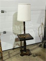 Pine side table floor lamp