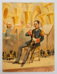 Jules Renard Draner Military Watercolor on Paper