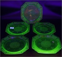 Green Depression Glass Princess Plates