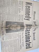 Kennedy Assassinated Nov 1963 Newspapee