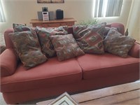 Couch W/ Throw Pillows, Rust Colored, Southwest