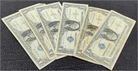 (6) 1957 $1 Silver Certificate Notes