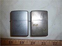 2pc Zippo Lighters - Etched Eagle & Stainless