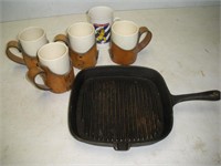 9 inch Square Grill Pan and Mugs