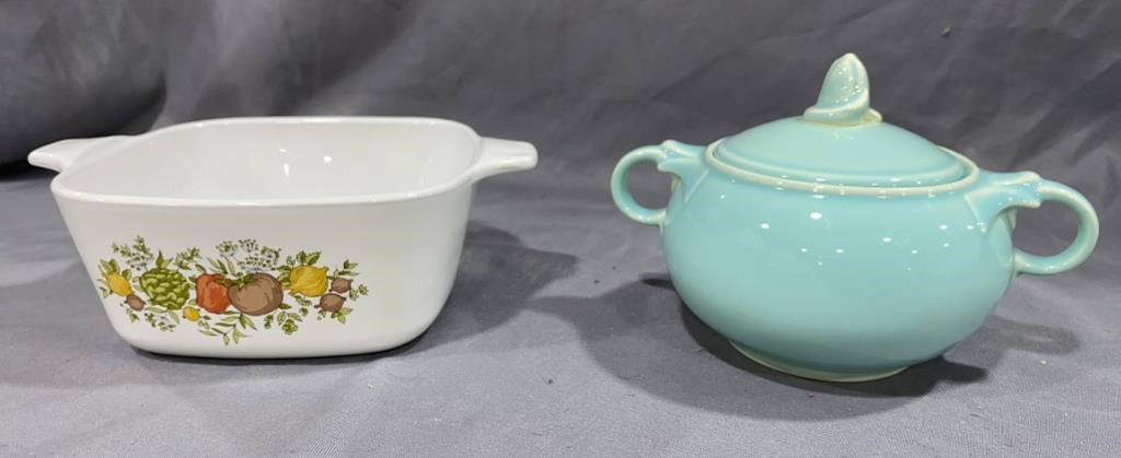 Lu-Ray Sugar Bowl & Corningware dish