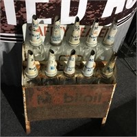 Mobiloil  rack , imperial bottles & tin tops