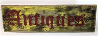 Wooden "Antiques" Sign