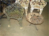 WROUGHT IRON CHAIR & TABLE