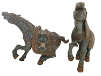 19th Century Chinese Cloisonne Standing Horses