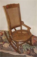 Vintage Rocking Chair with Cane Seat &