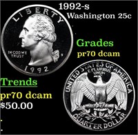 Proof 1992-s Washington Quarter 25c Grades GEM++ P