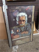 ALBERT EINSTEIN FRAMED POSTER "MICHELOB LITE"