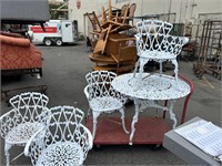 White Cast Iron Table & 4 Chairs
