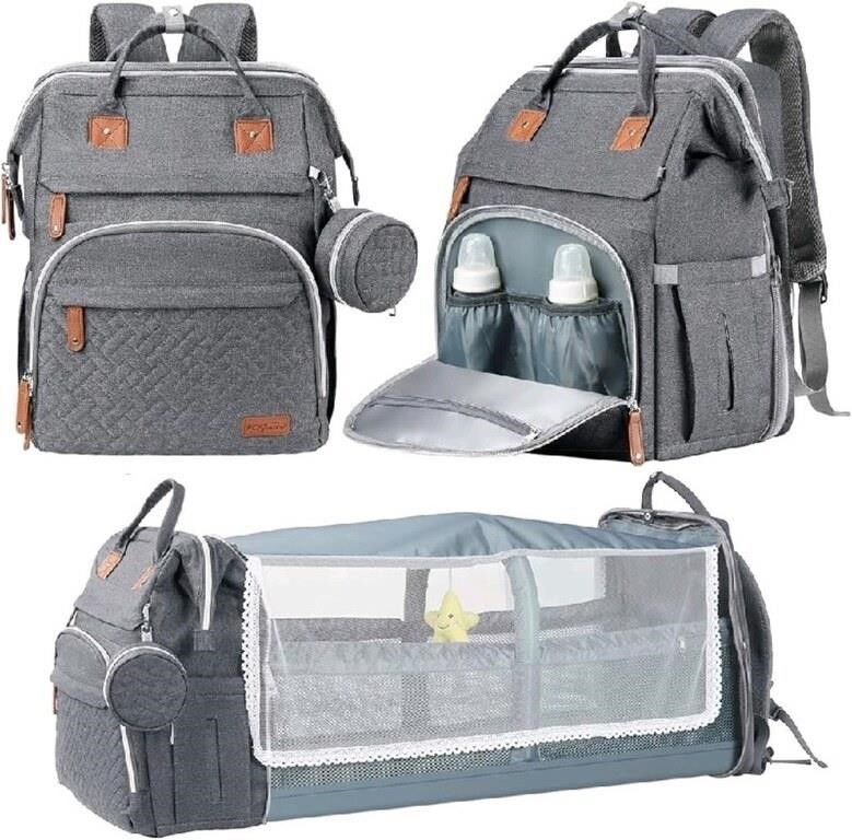 Diaper Bag Backpack multifunctional 16", Grey