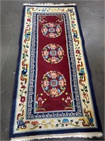 Red Tibetan Floral Pattern Runner Rug