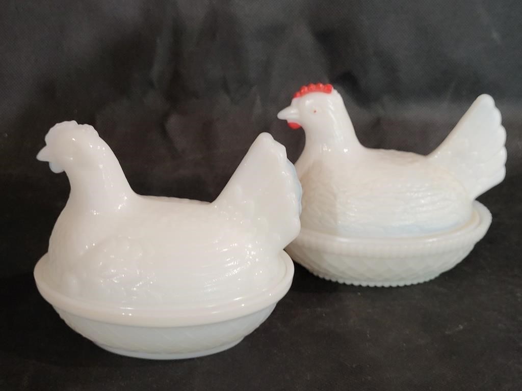 VTG Imperial Mill Glass Hen on Nests