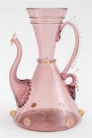 Venetian Murano Amethyst and Gold Glass Ewer