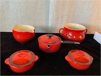 Le Creuset Red Pots Some with Lids Minor Wear