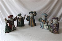 Bisque Clay Santa Lot - set of 5