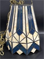 Blue and Caramel Slag Hanging Lamp