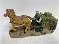 Vintage resin figurine decoration farmers horses k