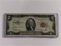 RARE 1953 US RED SEAL $2 BANKNOTE BILL