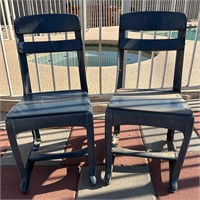 2 MCM Student Desk Chairs Metal Frame