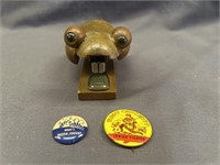 4.5 INCH VINTAGE WOODEN FROG STAPLER, DAVY