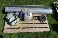 Pallet lot-- tie-down strap, fluids, chimney pipe