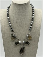 Cookie Lee Faux Pearl & Rutilated Crystal Necklace