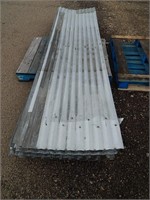 Pallet of used corrugated steel panels; 10'x28";
