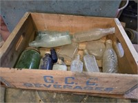 Vintage box of vintage bottles