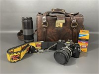 Vintage Nikon 35MM Camera, Accessories, & Bag