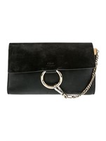 Chloe Black Lthr Multitonal Chain-link Snap Clutch