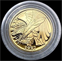 1987-W US Commem .25oz Gold $5