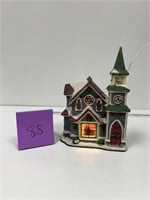 Lighted Victorian Christmas Church WORKS