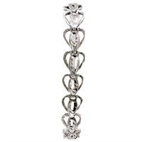7" Diamond Cut Heart Link Bracelet Sterling Silver