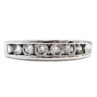 Channel Set White Diamante Band Sterling Silver