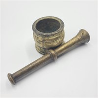 Antique Brass Indian Mortar & Pestle