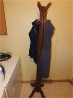 Hall tree coat rack.