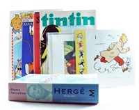 Hergé. Lot de divers articles et ouvrages.