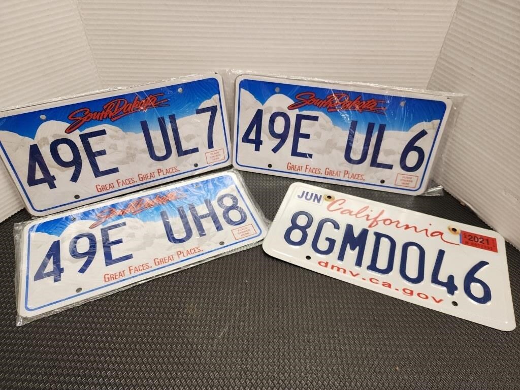 South Dakota (6)& California license plates.There