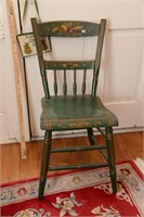 PENNSYLVANIA GREEN PAINTED HALF SPINDLE BACK SEATR