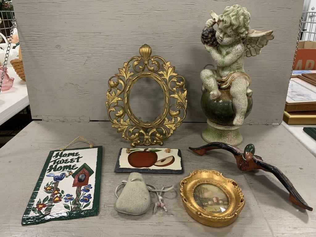 Cherub Statue, Ornate Frame, and More