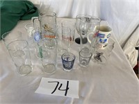 13 Glasses & 2 Shot Glasses: Beer & Souvenir