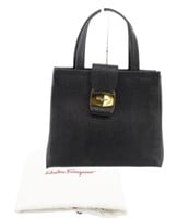 Ferragamo Vala Black Leather Handbag
