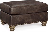 Ashley Nicorvo Faux Leather Ottoman  Brown