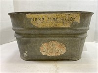 small galvanized square wash tub, 6A stamped